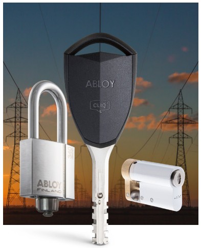 Abloy Cliq key, cylinder and padlock