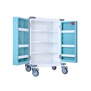 PM220 MDS Drugs Trolley main image with doors open showing shelves