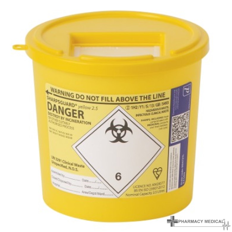2.5l Sharps Bin Yellow Sharps Bin from Pharmacy Medical