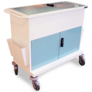 large secure medical records trolley