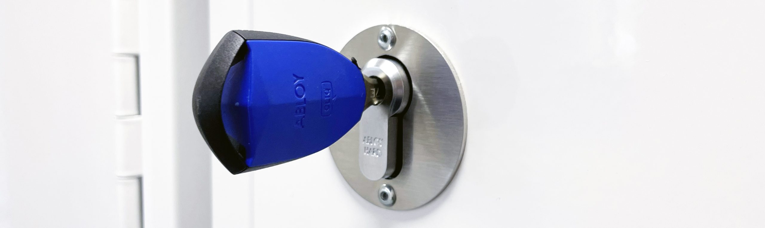 Abloy Cliq Lock Cylinder with Bluetooth key fitted to a Pharmacy Medical Cabinet