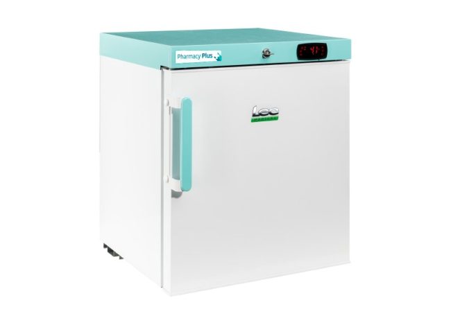 Lec PPSR47BT pharmacy plus fridge three quarter view