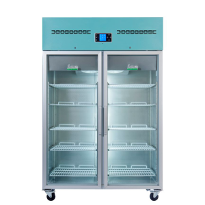 Lec PGR1200 high capacity pharmacy fridge from the front with glass doors clsoed