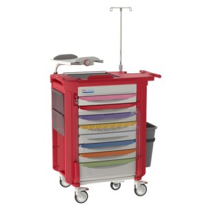 Resuscitation cart LECPEDS1-RD in red