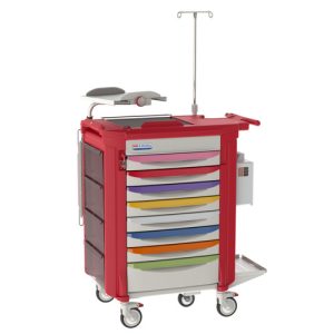 Resuscitation cart LECPEDS2-RD in red
