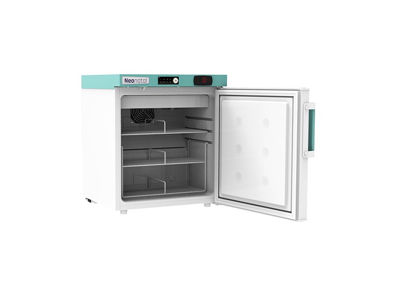 LEC Medical Neonatal NSR47BT 47L Fridge from side with door open fully