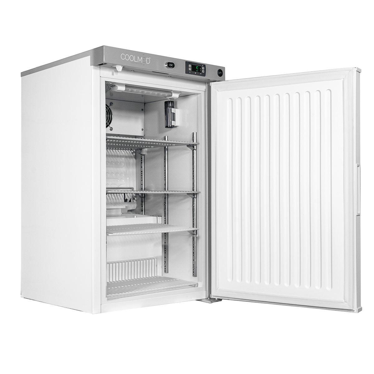 CMRTSS59 Solid Door Room Temperature Storage Cabinet from side open