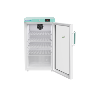 Lec Pharmacy Essential PEGR120DC Glass door pharmacy fridge from the front with the door open