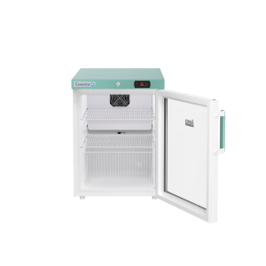 Lec Pharmacy Essential PEGR80DC Glass door pharmacy fridge from the front with the door open