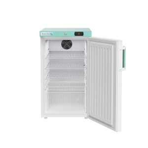 Lec Pharmacy Essential PESR120DC Solid door pharmacy fridge from the front with the door open