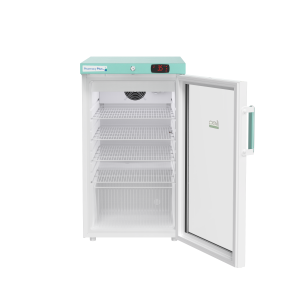 Lec Pharmacy Plus PPGR120BT glass door pharmacy fridge from the front with the door open