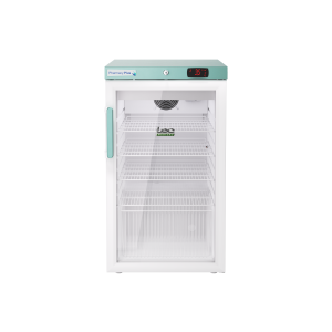 Lec Pharmacy Plus PPGR120BT glass door pharmacy fridge from the front with the door closed