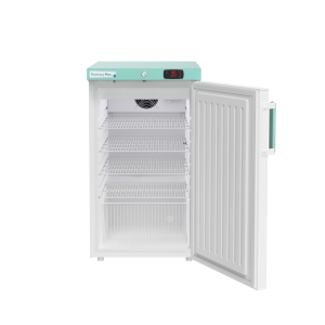 Lec Pharmacy Plus PPSR120BT solid door pharmacy fridge from the front with the door open
